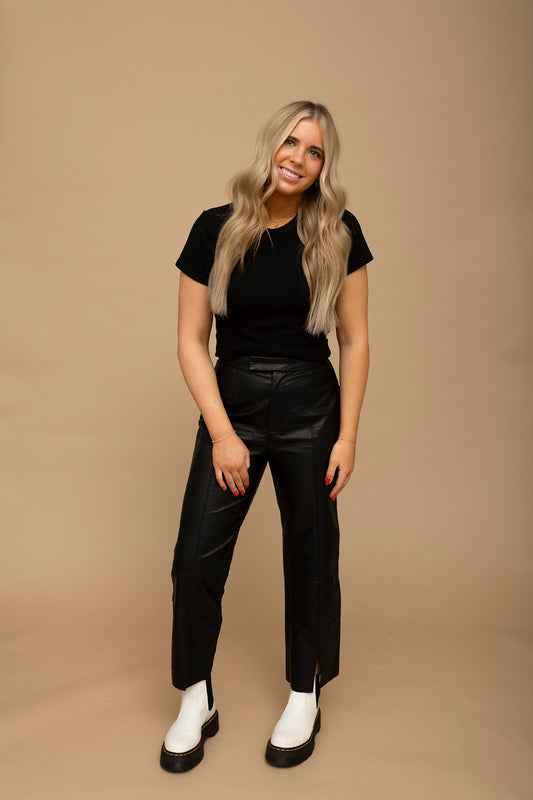 Payton Black Leather Pants